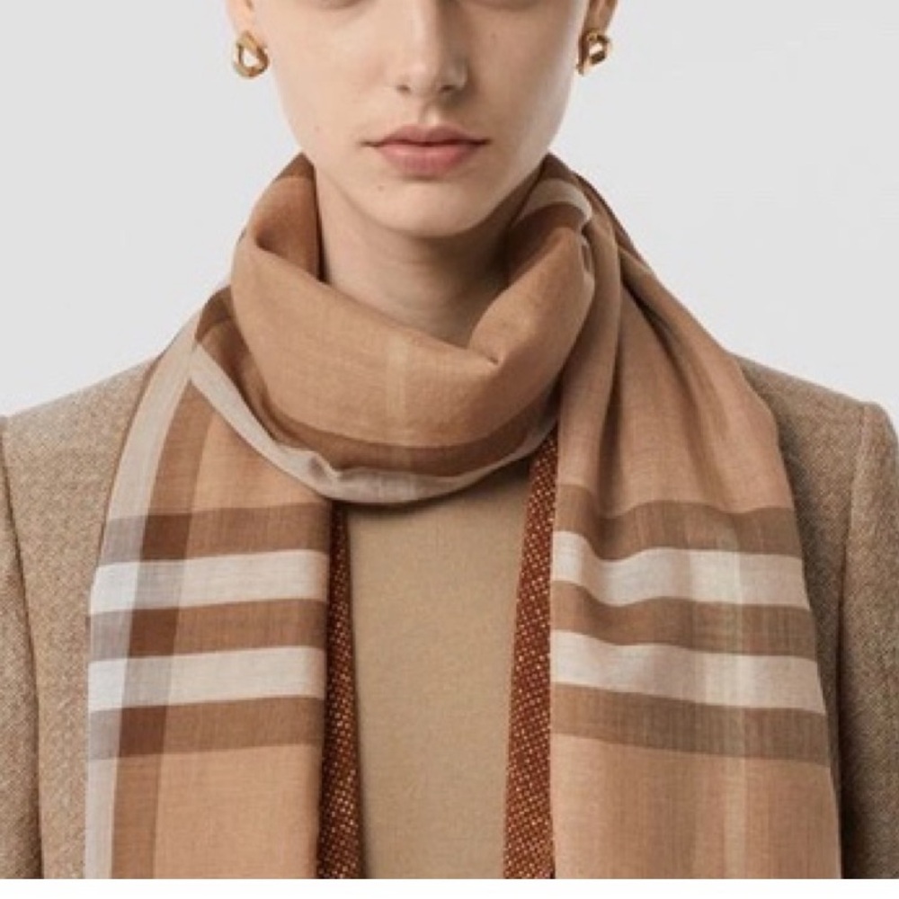 Burberry Tan Plaid Scarf - Picture 9 of 9
